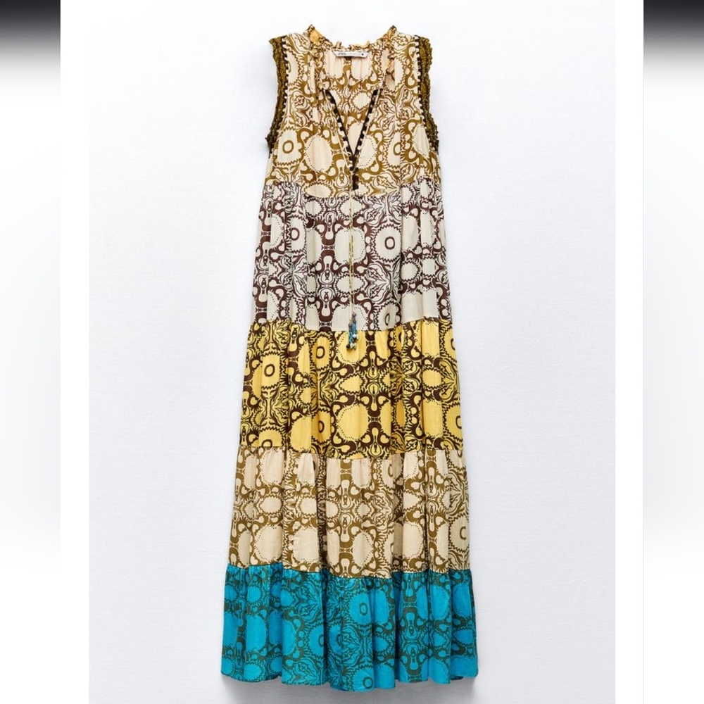 Bohemian Multicolor Crochet Detail Maxi Dress